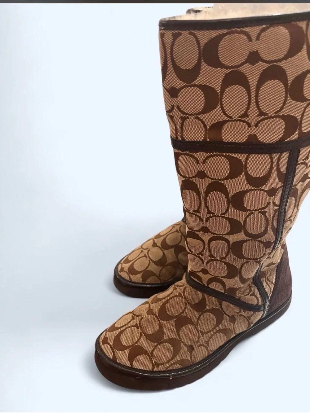 Coach Brown Signature Canvas Over-the-Knee Boots